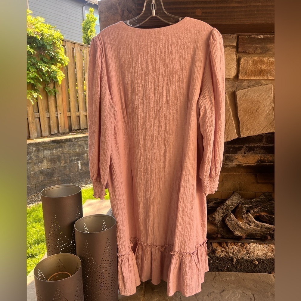 Elegant Pink V-Neck Dress - Picture 3 of 4